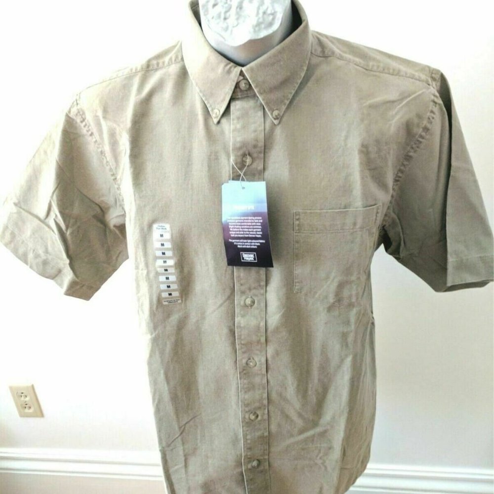 Denver Hayes Size M Shirt Tan SS Shirt Pigment Dye